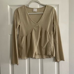 Beige Long Sleeve Top